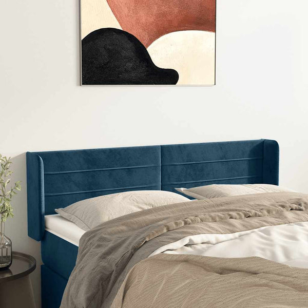 vidaXL Wingback Headboard Dark Blue 147x16x78/88 cm Velvet