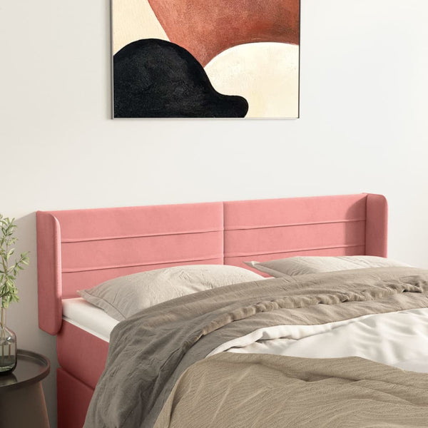 vidaXL Wingback Headboard Pink 147x16x78/88 cm Velvet
