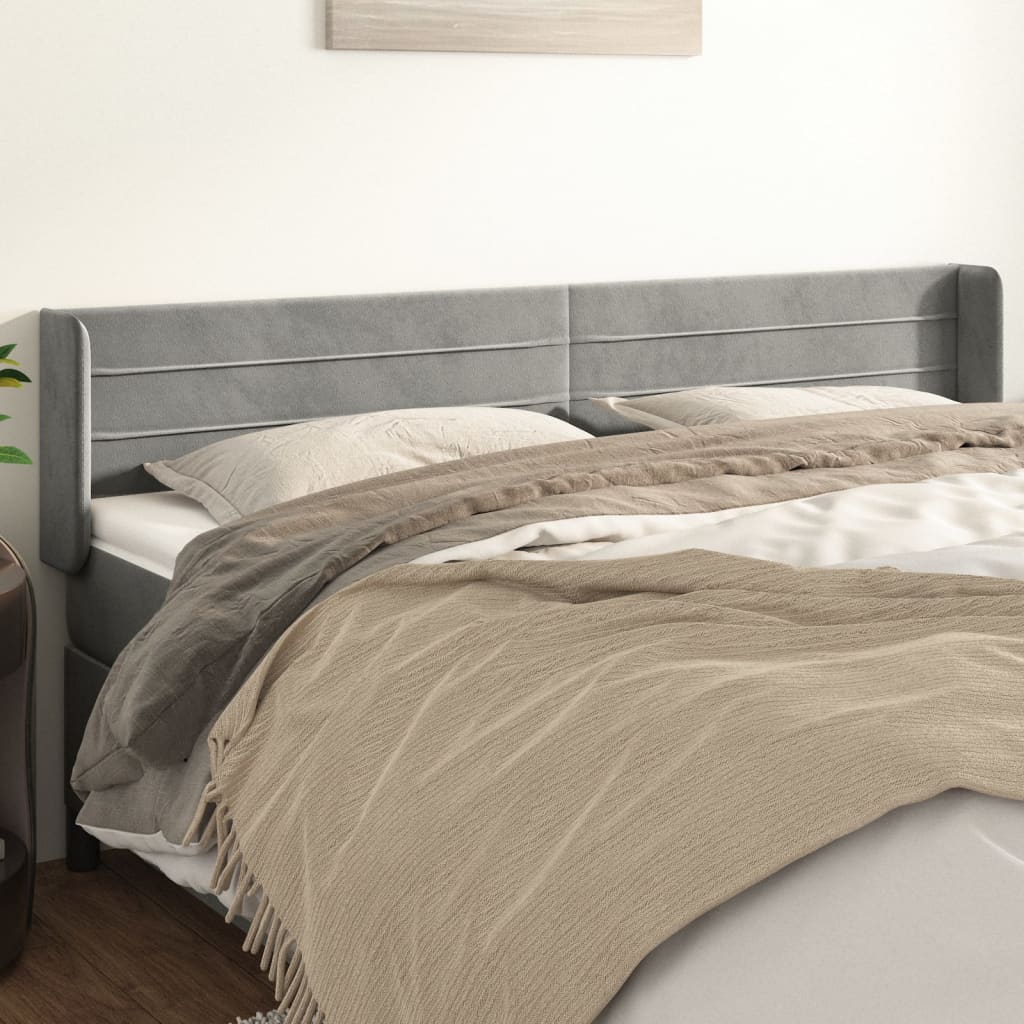 vidaXL Wingback Headboard Light Gray 163x16x78/88 cm Velvet