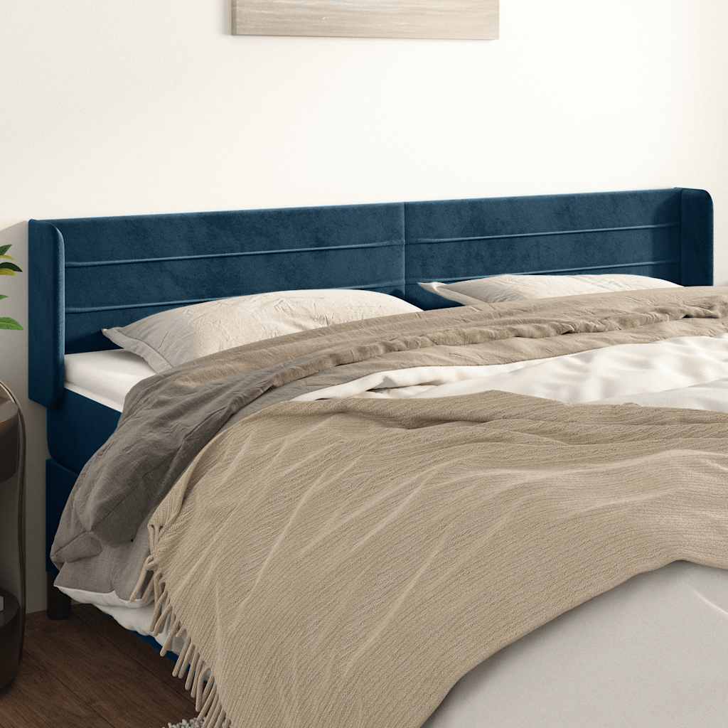 vidaXL Wingback Headboard Dark Blue 163x16x78/88 cm Velvet