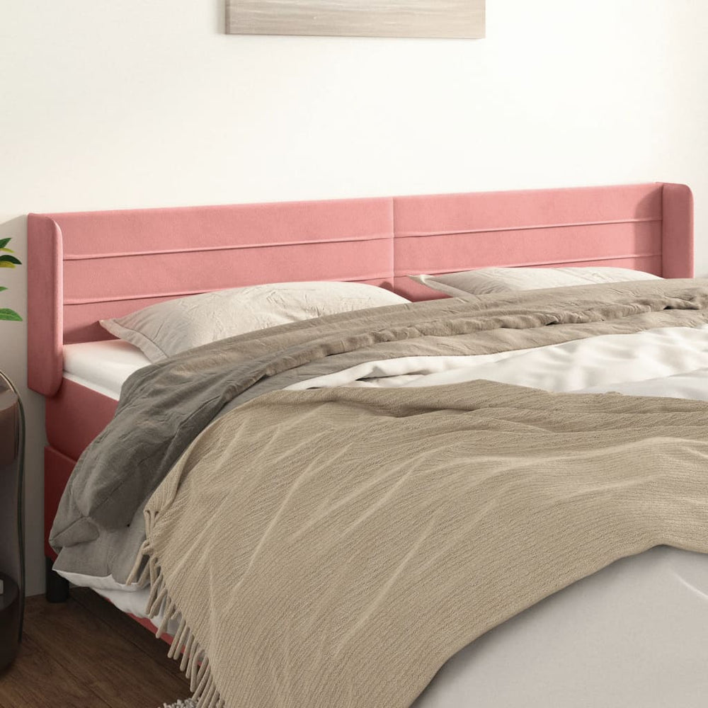 vidaXL Wingback Headboard Pink 163x16x78/88 cm Velvet