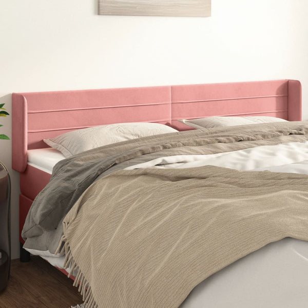 vidaXL Wingback Headboard Pink 163x16x78/88 cm Velvet