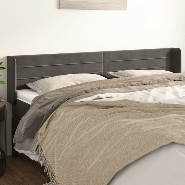 vidaXL Wingback Headboard Dark Grey 183x16x78/88 cm Velvet