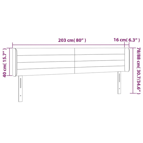 vidaXL Wingback Headboard Light Grey 203x16x78/88 cm Velvet