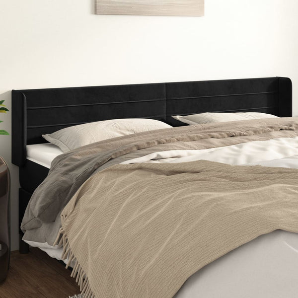 vidaXL Wingback Headboard Black 203x16x78/88 cm Velvet