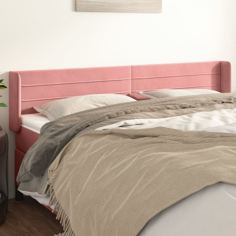 vidaXL Wingback Headboard Pink 203x16x78/88 cm Velvet
