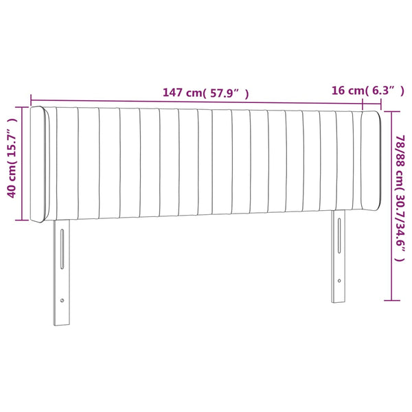 Kopfteil mit Ohren Dunkelgrau 147x16x78/88 cm Stoff