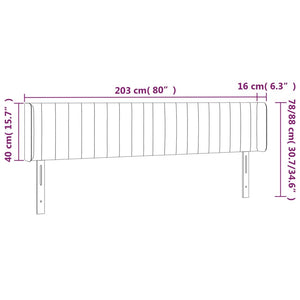 vidaXL Wingback Headboard Dark Grey 203x16x78/88 cm Fabric