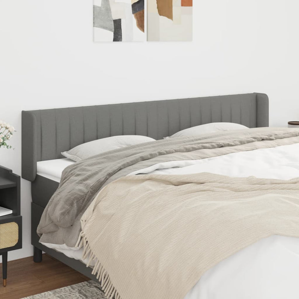 vidaXL Wingback Headboard Dark Grey 203x16x78/88 cm Fabric
