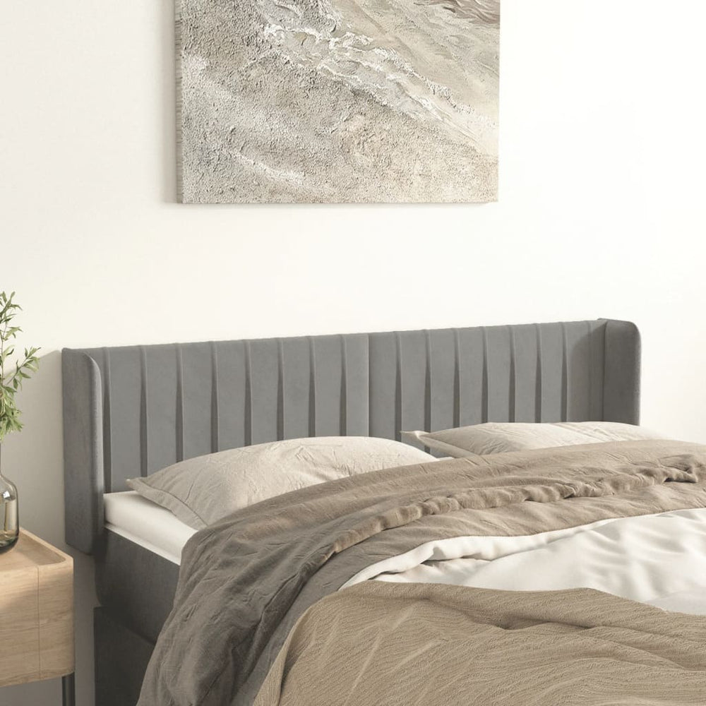 vidaXL Wingback Headboard Light Grey 147x16x78/88 cm Velvet