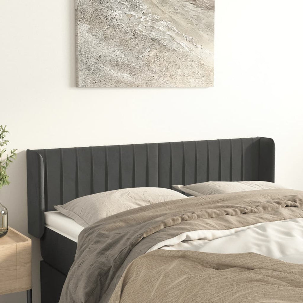 vidaXL Wingback Headboard Dark Grey 147x16x78/88 cm Velvet