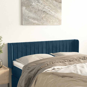 vidaXL Wingback Headboard Dark Blue 147x16x78/88 cm Velvet