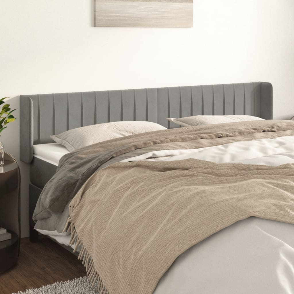 vidaXL Wingback Headboard Light Gray 163x16x78/88 cm Velvet