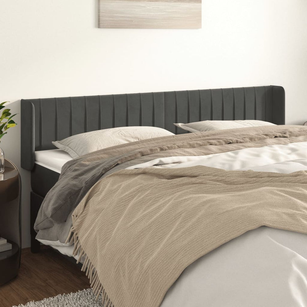 vidaXL Wingback Headboard Dark Grey 163x16x78/88 cm Velvet
