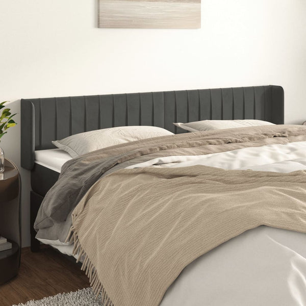 vidaXL Wingback Headboard Dark Grey 163x16x78/88 cm Velvet