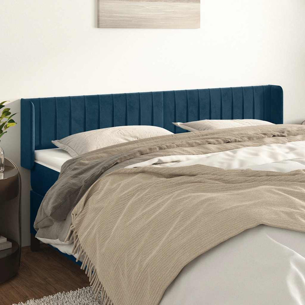 vidaXL Wingback Headboard Dark Blue 163x16x78/88 cm Velvet