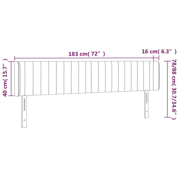 vidaXL Wingback Headboard Black 183x16x78/88 cm Velvet