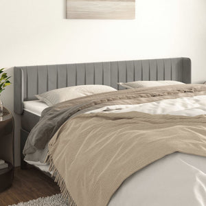 vidaXL Wingback Headboard Light Grey 203x16x78/88 cm Velvet