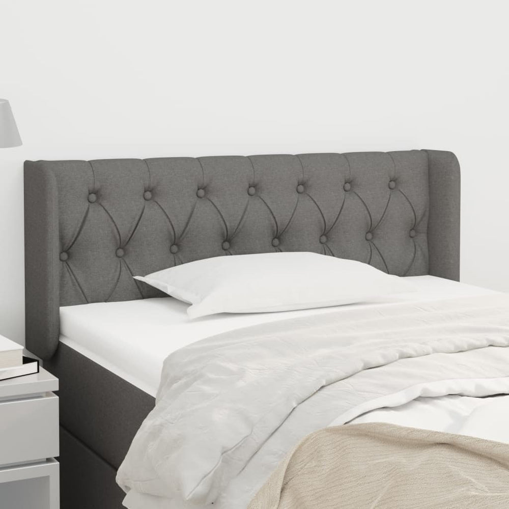 vidaXL Wingback Headboard Dark Grey 93x16x78/88 cm Fabric
