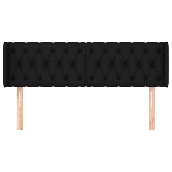 Kopfteil mit Ohren Schwarz 147x16x78/88 cm Stoff