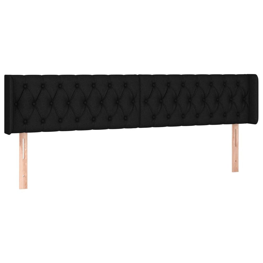Kopfteil mit Ohren Schwarz 183x16x78/88 cm Stoff