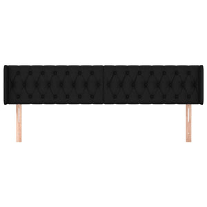 Kopfteil mit Ohren Schwarz 203x16x78/88 cm Stoff