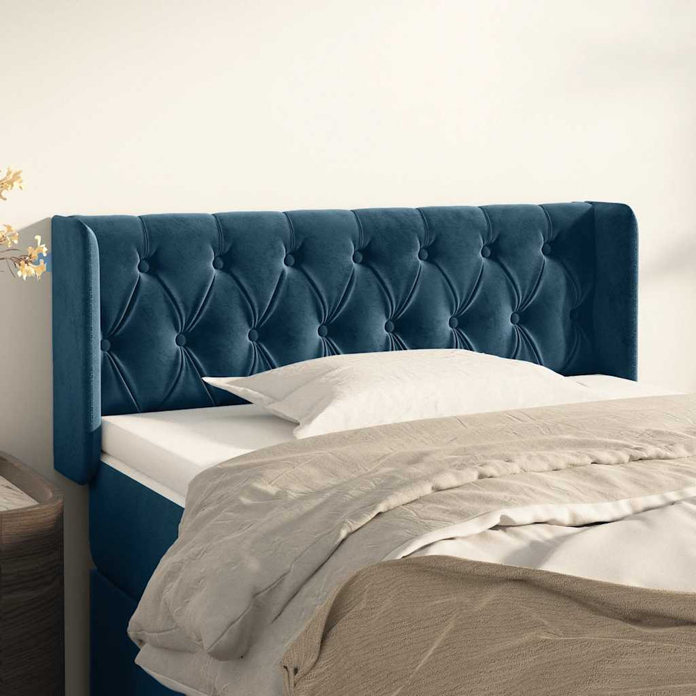 vidaXL Wingback Headboard Dark Blue 93x16x78/88 cm Velvet