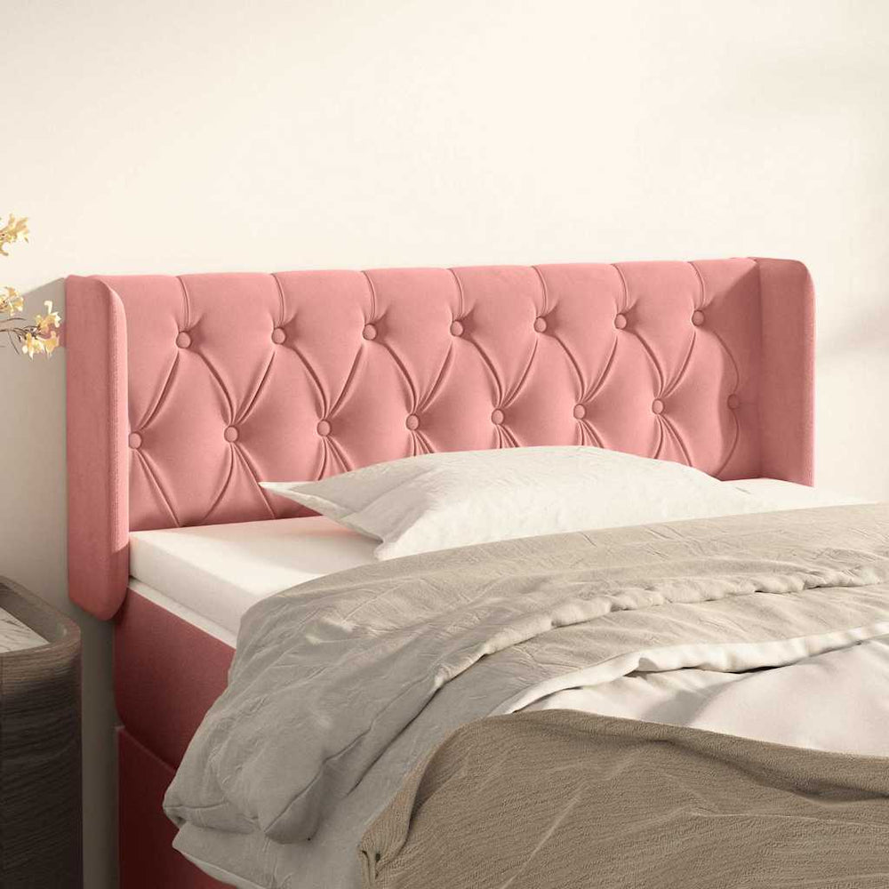vidaXL Wingback Headboard Pink 93x16x78/88 cm Velvet
