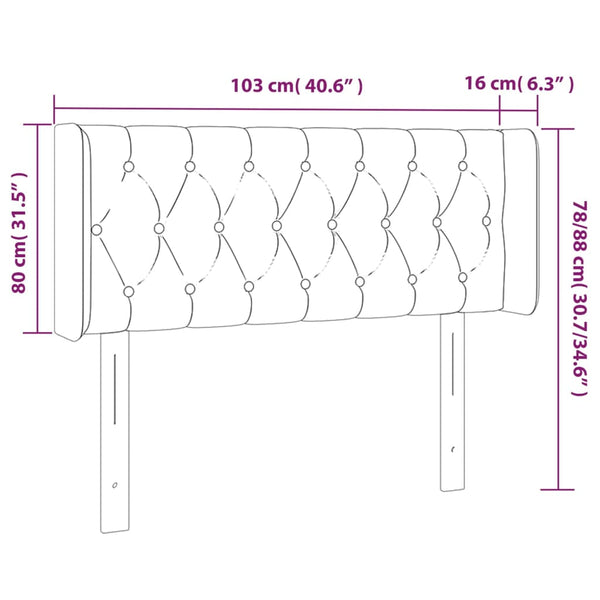 vidaXL Wingback Headboard Light Grey 103x16x78/88 cm Velvet