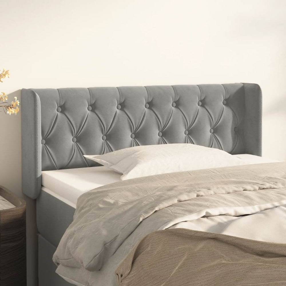 vidaXL Wingback Headboard Light Grey 103x16x78/88 cm Velvet