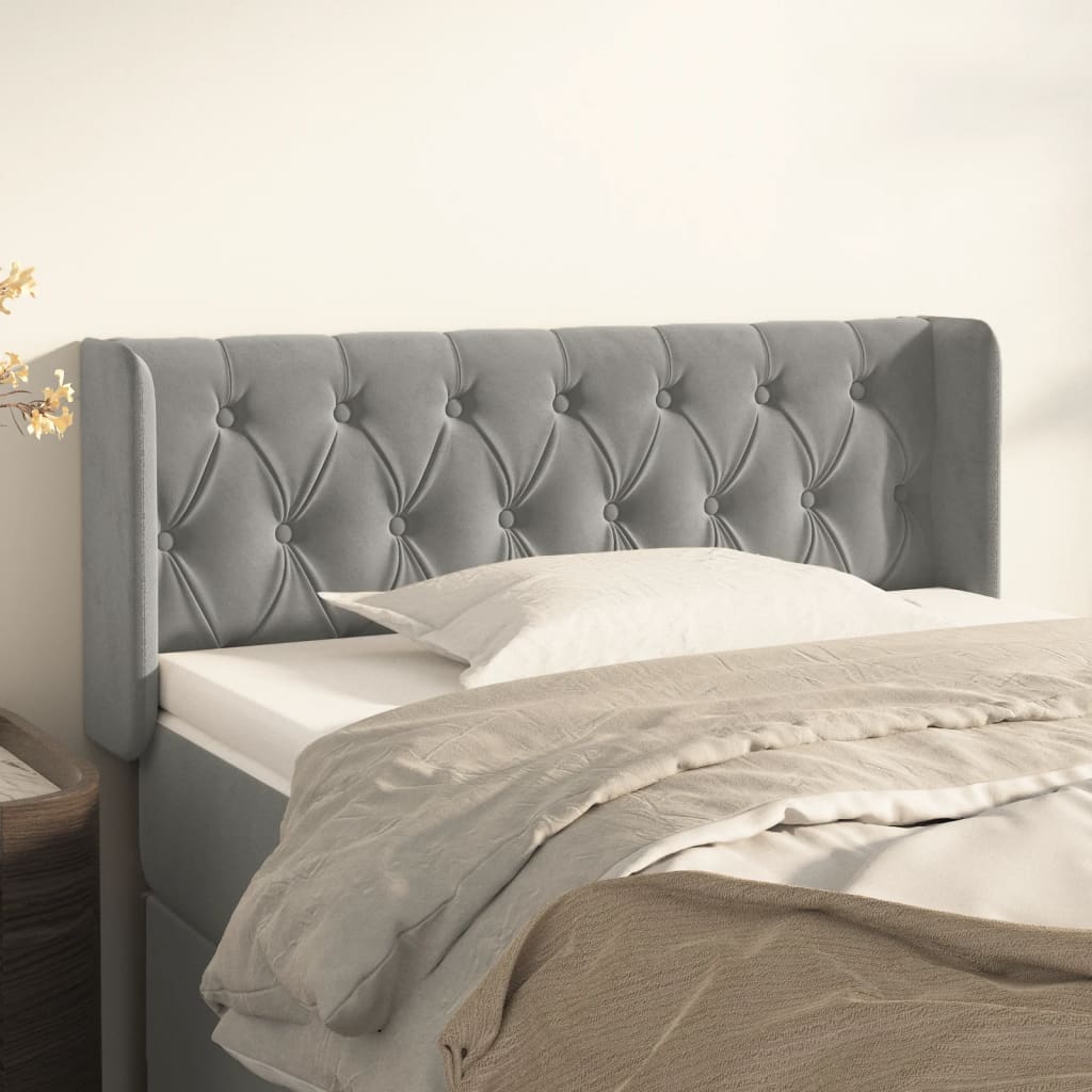 vidaXL Wingback Headboard Light Grey 103x16x78/88 cm Velvet