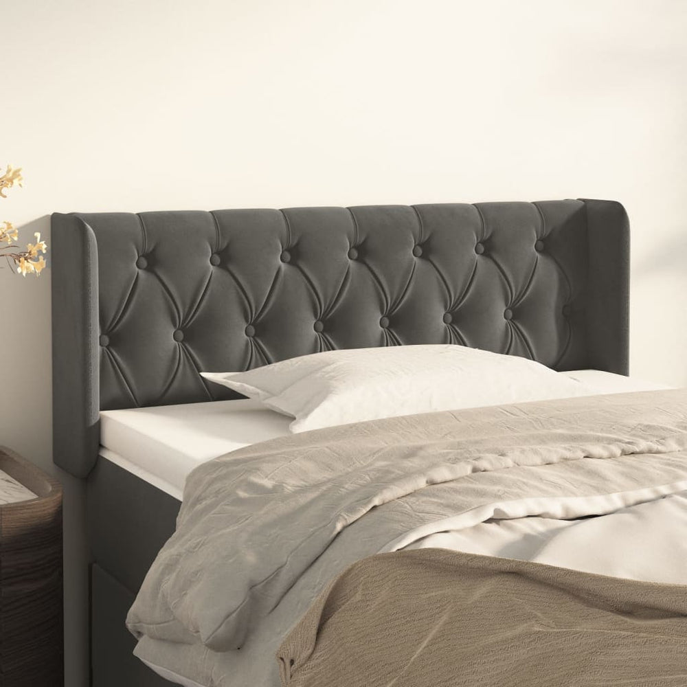 vidaXL Wingback Headboard Dark Grey 103x16x78/88 cm Velvet