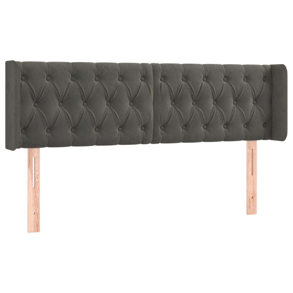 vidaXL Wingback Headboard Dark Grey 147x16x78/88 cm Velvet