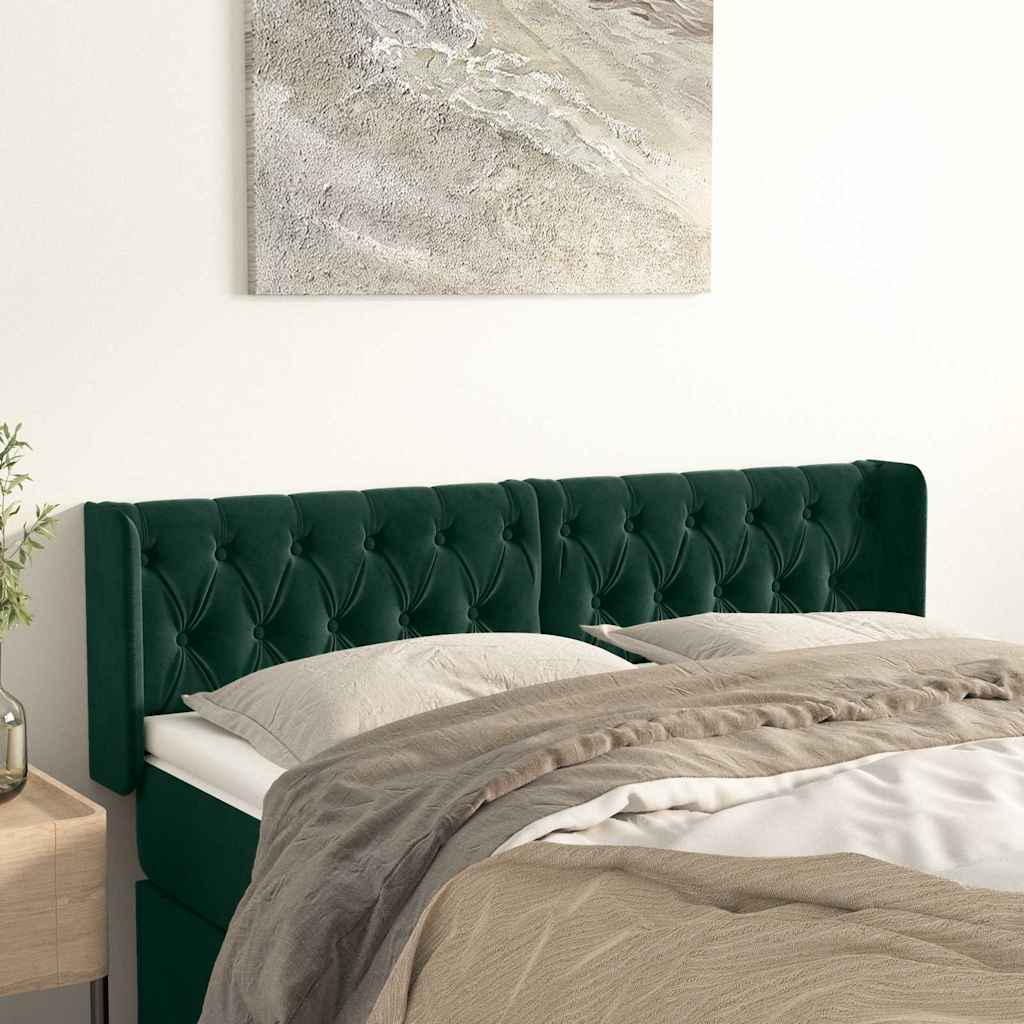 vidaXL Wingback Headboard Dark Green 147x16x78/88 cm Velvet