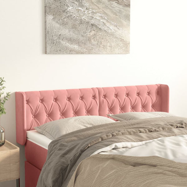 vidaXL Wingback Headboard Pink 147x16x78/88 cm Velvet