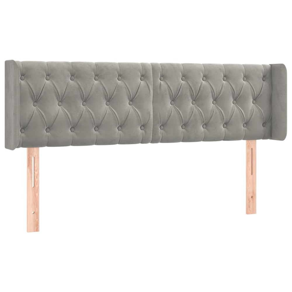 vidaXL Wingback Headboard Light Gray 163x16x78/88 cm Velvet