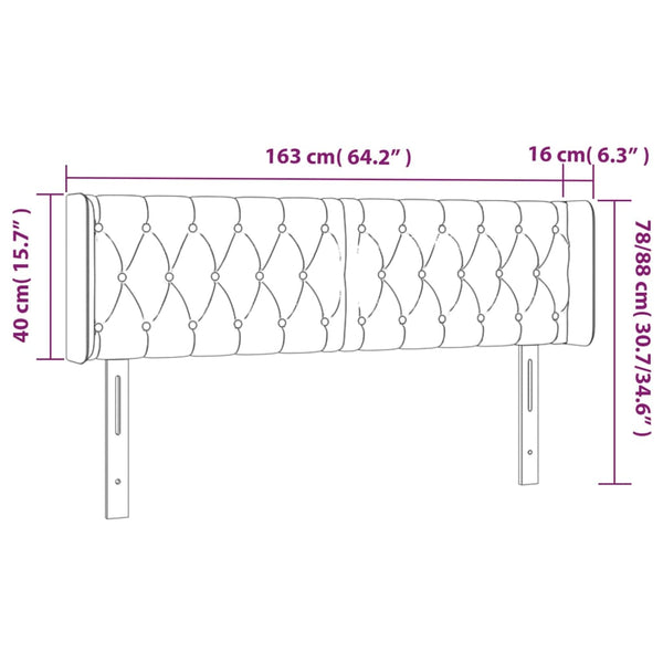 vidaXL Wingback Headboard Light Gray 163x16x78/88 cm Velvet