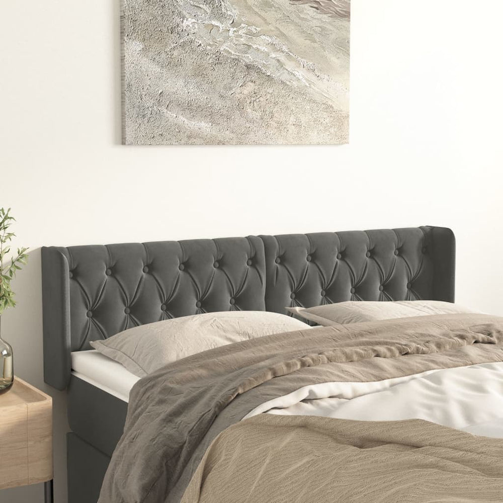 vidaXL Wingback Headboard Dark Grey 163x16x78/88 cm Velvet