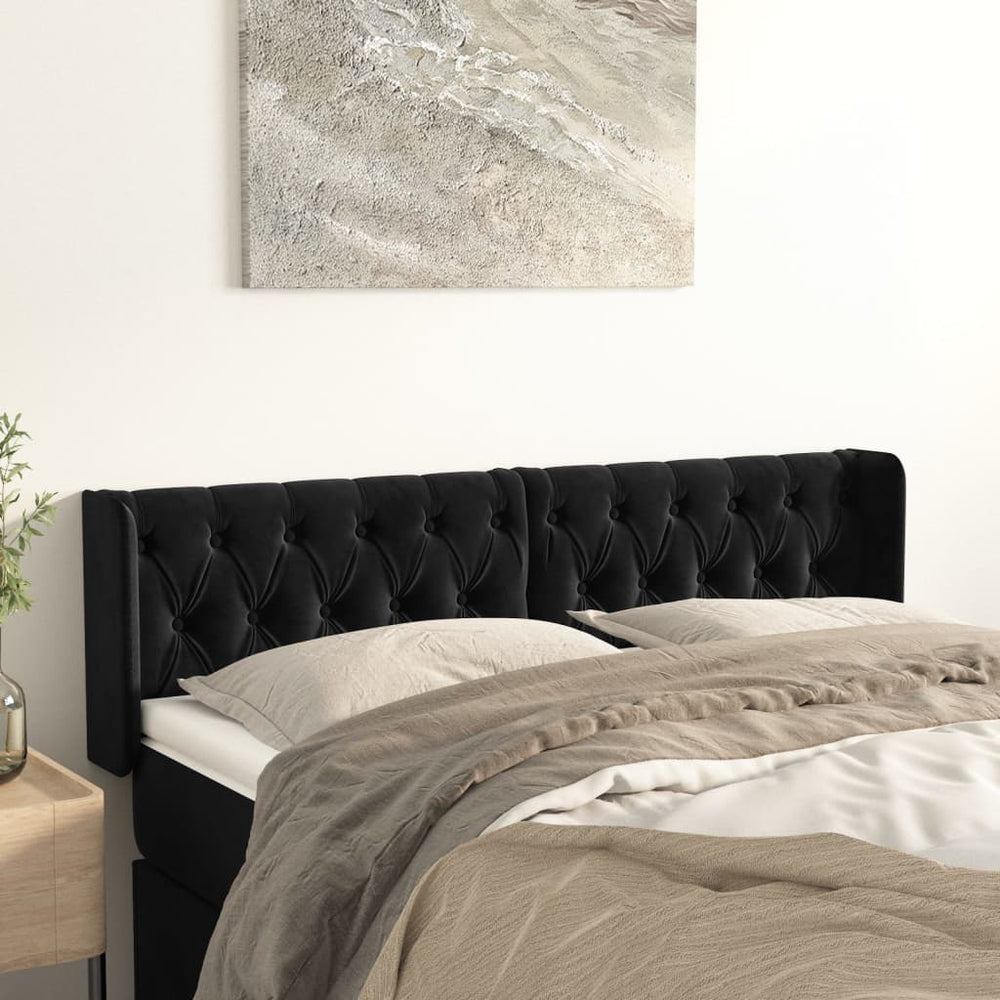vidaXL Wingback Headboard Black 163x16x78/88 cm Velvet