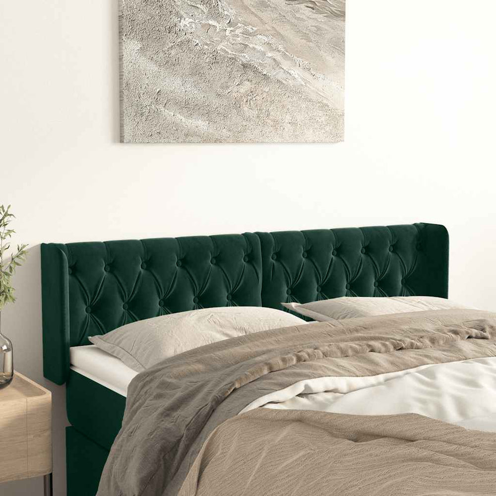 vidaXL Wingback Headboard Dark Green 163x16x78/88 cm Velvet