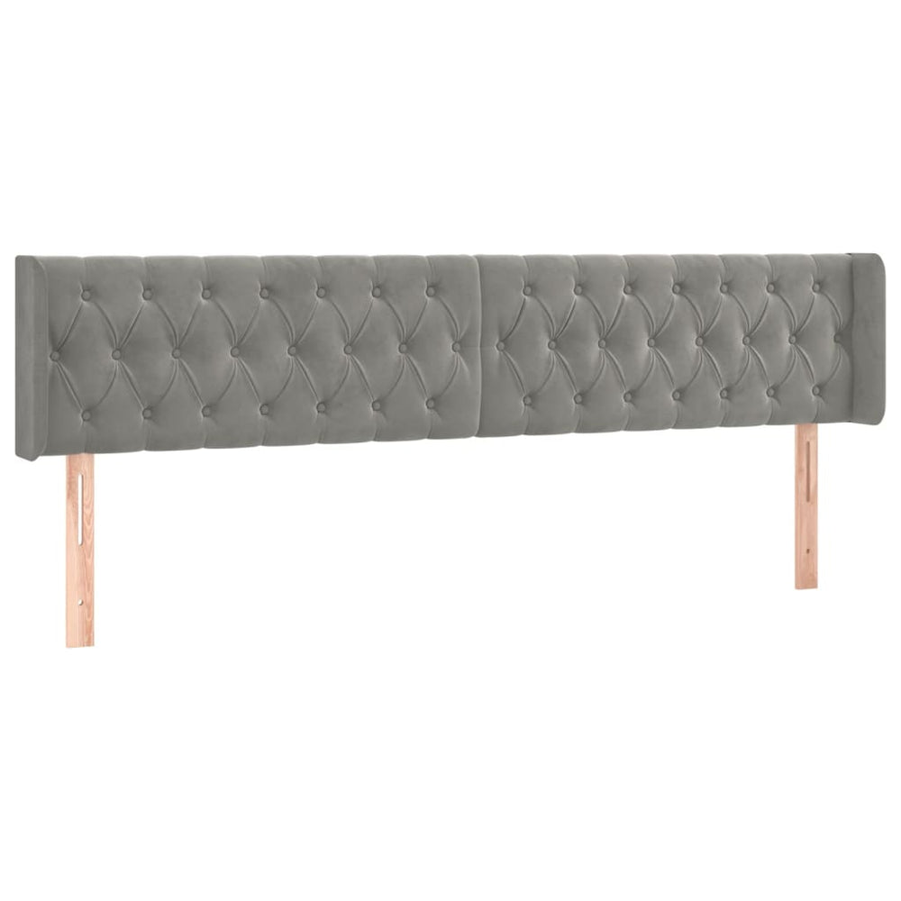 vidaXL Wingback Headboard Light Grey 183x16x78/88 cm Velvet