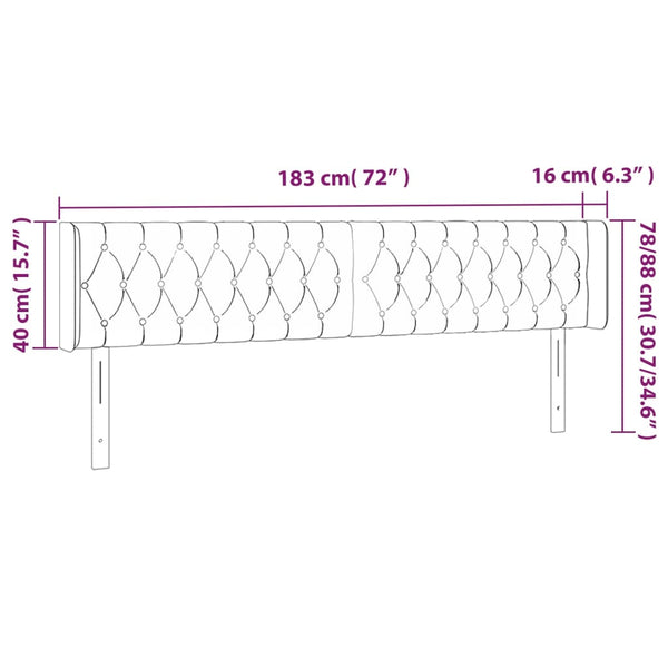 vidaXL Wingback Headboard Light Grey 183x16x78/88 cm Velvet