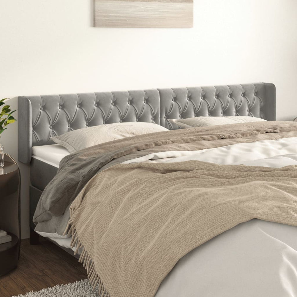 vidaXL Wingback Headboard Light Grey 183x16x78/88 cm Velvet