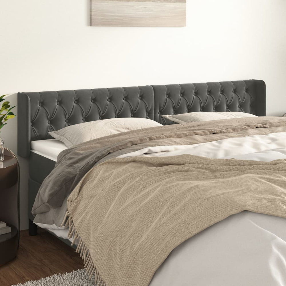 vidaXL Wingback Headboard Dark Grey 183x16x78/88 cm Velvet
