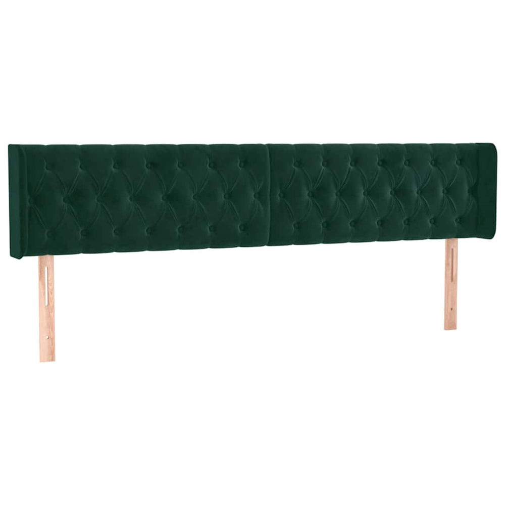 Kopfteil mit Ohren Dunkelgrün 183x16x78/88 cm Samt