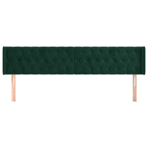 Kopfteil mit Ohren Dunkelgrün 183x16x78/88 cm Samt