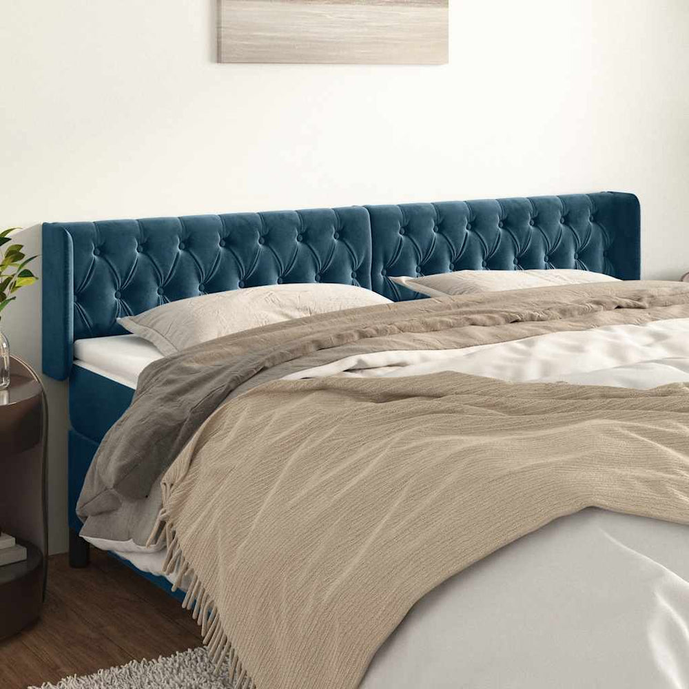 vidaXL Wingback Headboard Dark Blue 183x16x78/88 cm Velvet