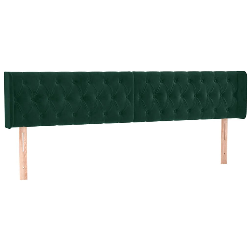 Kopfteil mit Ohren Dunkelgrün 203x16x78/88 cm Samt
