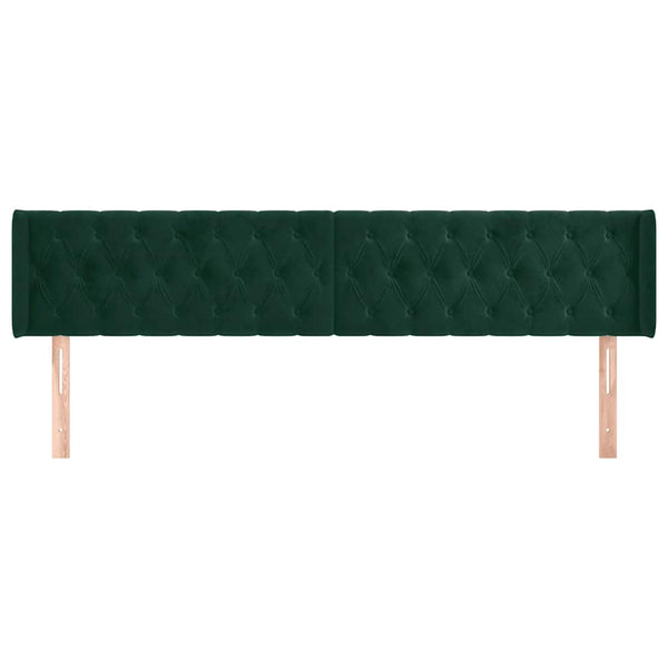 Kopfteil mit Ohren Dunkelgrün 203x16x78/88 cm Samt