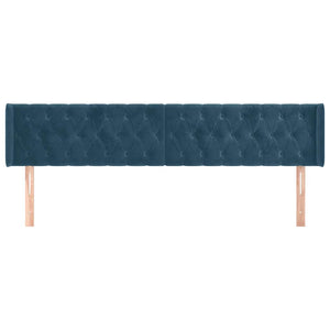 Kopfteil mit Ohren Dunkelblau 203x16x78/88 cm Samt